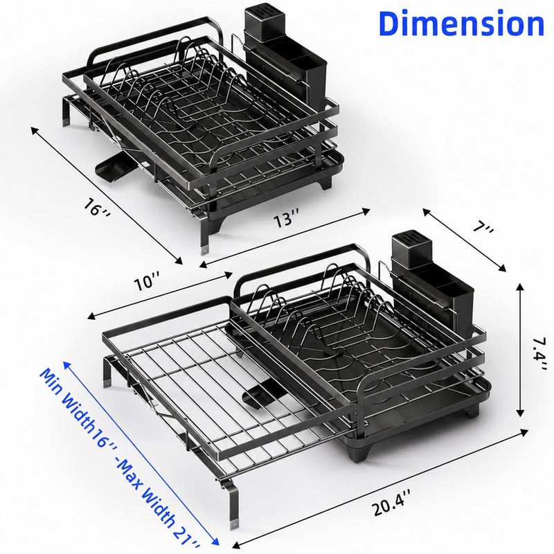 Kitchen Dish Drying Rack – Multifunctional & Expandable Dish Drainer;