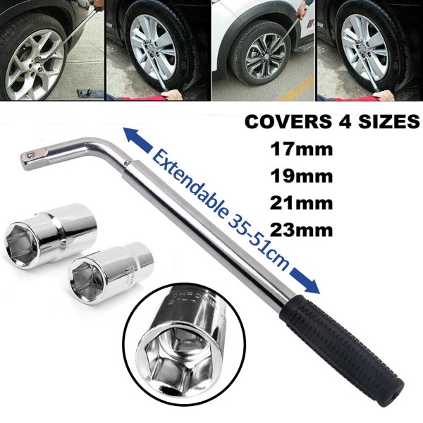 SPARKWHIZ Extendable Wheel Lug Nut Wrench 17/19/21/23MM Socket Car Tire