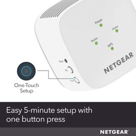 NETGEAR WiFi Extender Booster, Range Extender, WiFi Repeater - Boost Network Coverage & Increase WiFi Speed To 1.2 Gbps, Easy Setup, Compact Design, Ethernet Port (EX6110) White