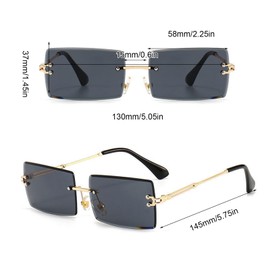 EUPSIIU 3 Pairs Rimless Rectangle Sunglassesfor Women Men, Fashion Square Rimless Sunglasses UV Protection Retro Frameless Funky Eyewear Gradient Vintage Glasses for Beach Travel Party (3 Colors)