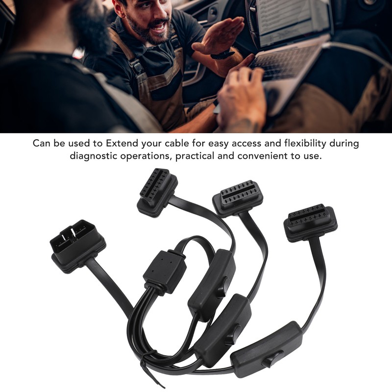 OBDII Flat Noodle Cable 16 Pin 1 in 3 Splitter