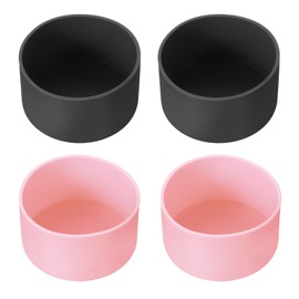 PATIKIL Silikon-Kofferraum, 4 Stück, Bodenhülsen, rutschfeste Schutzhülle für Wasserflasche, Auto, Reisebecher, Schwarz/Rosa