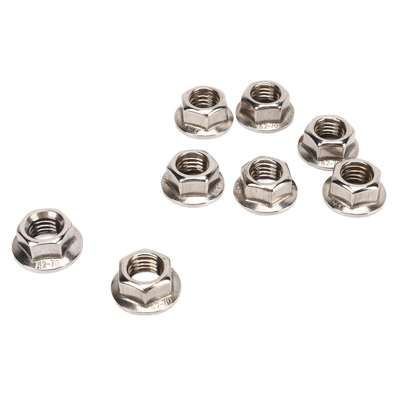 40pcs M10x1.25mm Hxagonal Flange Nuts Stainless Steel Rust Resistant Fine