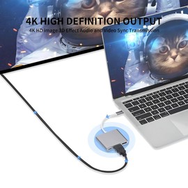 USB C to HDMI Adapter, 3 in 1 Hdmi to type-C Digital AV Multiport Adapter Port, 4K@60Hz HDMI USB 3.0 Port & 100W PD Fast Charge USB-C Converter Compatible with Tablets, Laptops & More. (Silver)