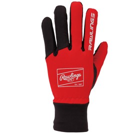 Rawlings Baseball Adult Gloves Thermal Stretch Knit Gloves EAC14F05 Black/Red Size One Size Fits All