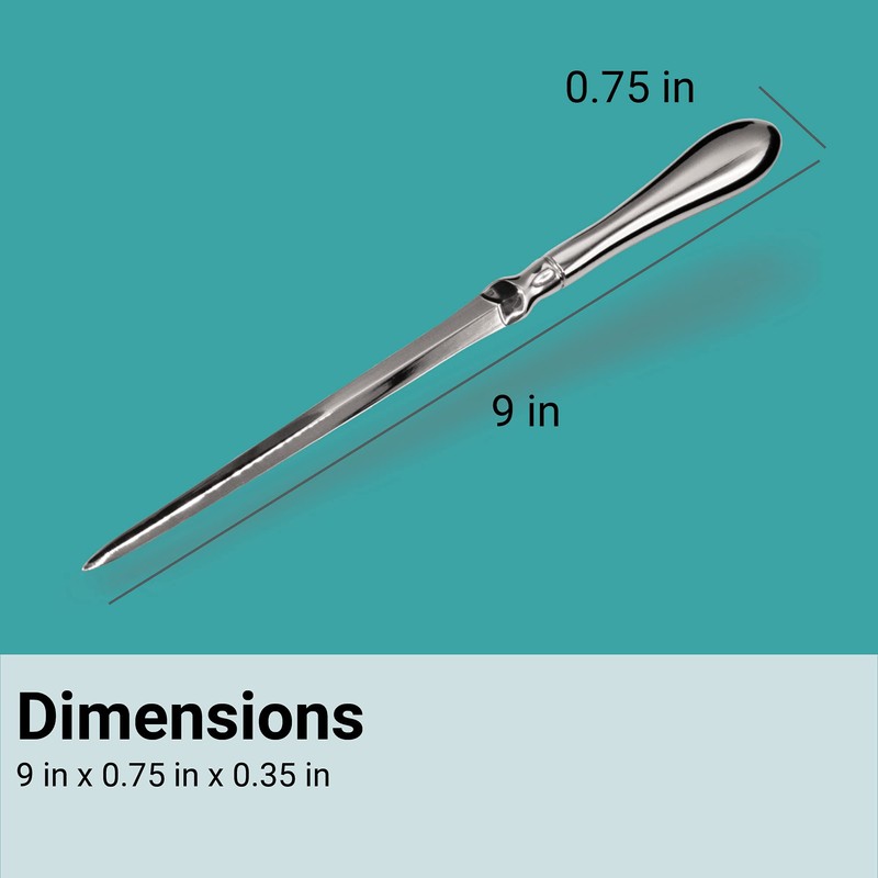 Uncommon Desks Silver Letter Opener Knife - Smooth Metal Plated