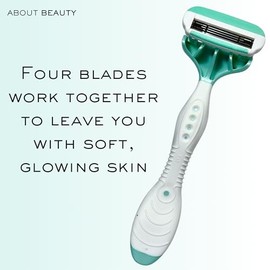 Acerca de Beauty Spa Shave - Maquinillas de afeitar desechables de 4 cuchillas, incluye 4 afeitadoras desechables, se ajusta a las curvas para un afei