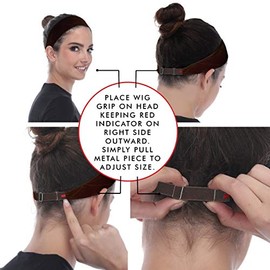 Diademas de agarre para peluca para mujer, ajustables, comodidad de terciopelo, bandas antideslizantes, material ligero y transpirable, unisex, marrón