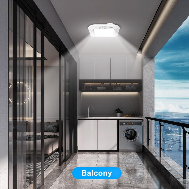 2 Pack Battery Operated Ceiling Light Motion Sensor Shower Light,