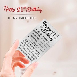 MOQIYXL 21st Birthday Card for Daughter, 21 Year Old Gifts for Daughter Engraved Wallet Card