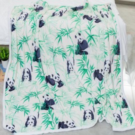 Jurllyshe Green Panda Blanket Panda Gifts for Girls Super Soft Fuzzy Bamboo Pandas Stuffed Animal Throw Blanket Cute Blanket for Girls and Women (Green Panda, 50 x 60 Inch)