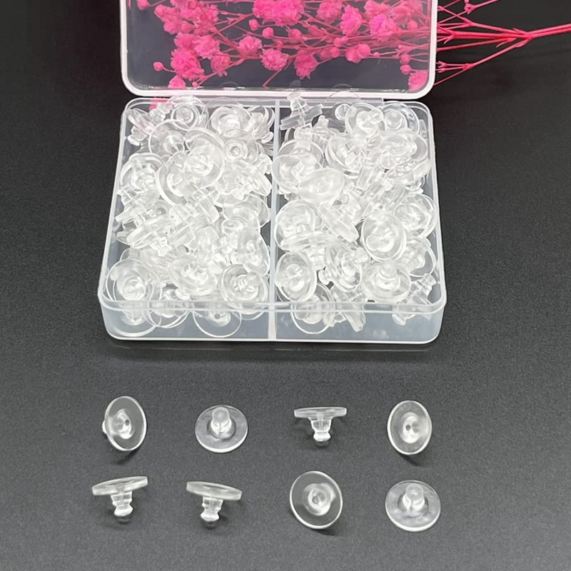 Bullet Clutch Earring Backs with Pad, 150 Pcs Clear Rubber