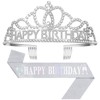 Papoopy Birthday Tiara Crown with Sash for Adult Women, Birthday