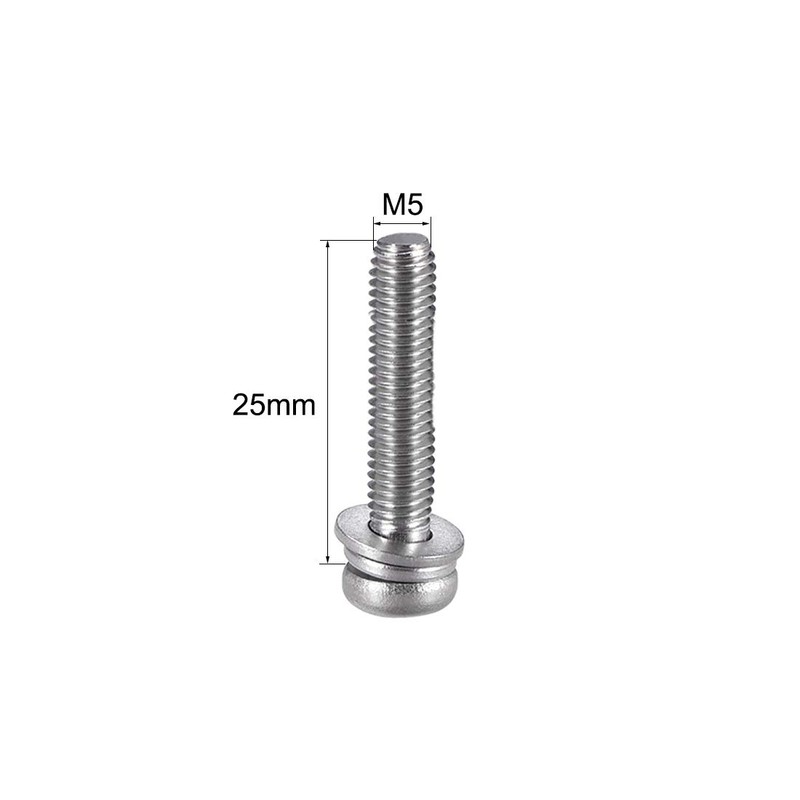 sourcing map M5 x 25mm Stainless Steel Phillips Pan Head