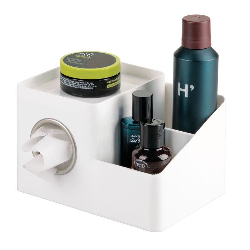 iDesign Facial Tissue Box Cover and Storage Caddy for Bathroom