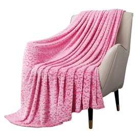 MACEVIA Flannel Fleece Throw Blanket for Couch, Pink 3D Cheetah Blanket for Adult, Lightweight Warm Cozy Soft Leopard Blanket for Bed Sofa 260GSM, Suitable for All Seasons (Pink Leopard,50x60inches)