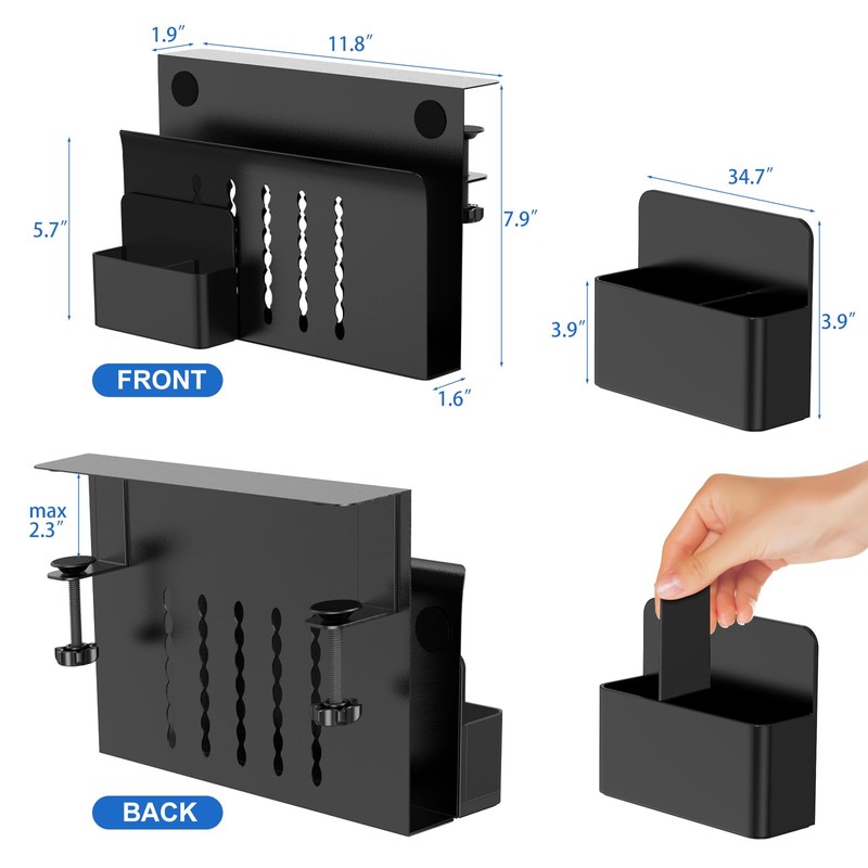 HAMOPY Desk Side Storage, Single-Layer Steel Hanging Desk Organizer with