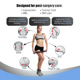 Post Liposuction Massager Stick, Lymphatic Drainage Massager, Post Lipo Surgery, Quality Material, Ridges & Grooves, Post-Op Recovery, Leg Cramps, Ideal Liposuction Recovery Supplies, Luxadar (Blue)