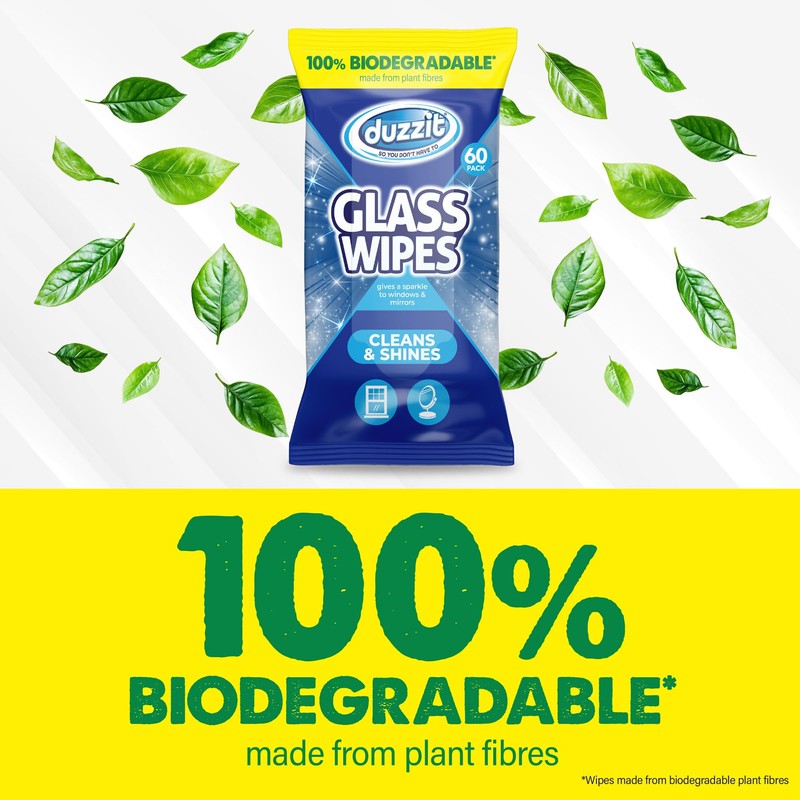Duzzit Glass Wipes - Cleans & Shines | 100% Biodegradable