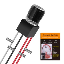 ALOVECO 12 Volt DC Dimmer Switch PWM for LED RV Lights Interior, 5-24 Volts LED Ceiling Dome Lights Dimmer and Switch for Camper, Recreational Vehicle, Halogen, Auto, Truck, Marine and Strip Lighting