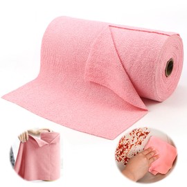 Erzekrim Microfibre Cleaning Cloths Pack of 50 Tear-Off Cleaning Cloths Roll 30 x 30 cm Lint-Free Cleaning Cloth Roll Very Absorbent Reusable Dish Cloths for Car, Kitchen and Window (Pink)