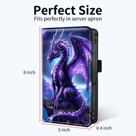 WZCJDHMJ Server Books for Waitress, Server Book,Waiter Server Book with Zipper Pocket,Organizer Waitress Book for Guest Check Book Restaurant Fit Server Apron-Purple Dragon
