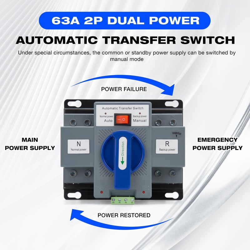 110V 63A 2P Automatic Transfer Switch, Dual Power Automatic Transfer