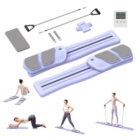 2025 Portable Pilates Reformer Machine - 7 in 1 Multifunctional Pilates Board for Home Workout, Detachable Ab Trainer with Resistance Bands & LED Timer, Pilates Equipment for Women Full Body Workout