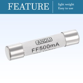 QUARKZMAN 1000V 500mA Multimeter Fuse x 1 Piece 6.3 x 32mm Quick Acting Ceramic Multimeter Fuses Replacement [Silver Tone, White]