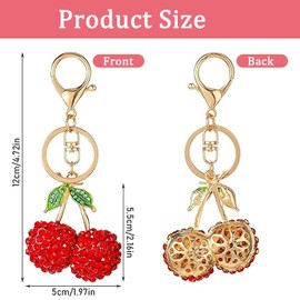 L0famy Cherry Keychain, Cute Keychain Comes with Shiny Resin Metal Keychain Accessories, Cherry Bag Charm Cherry Keychain, for Purse Charm Keyring Car Accessories