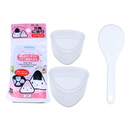 MXY Triangle Onigiri Mold Rice Ball Mold Maker Sushi Mold DIY Tool for Bento Box Set of 2 Molds with a Mini Rice Paddle (L-8152)