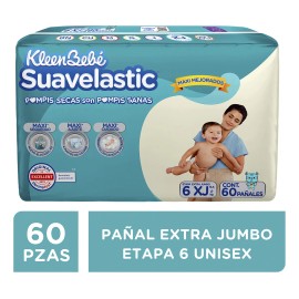 Pañales KleenBebé Suavelastic Etapa 6 Unisex 60 Piezas