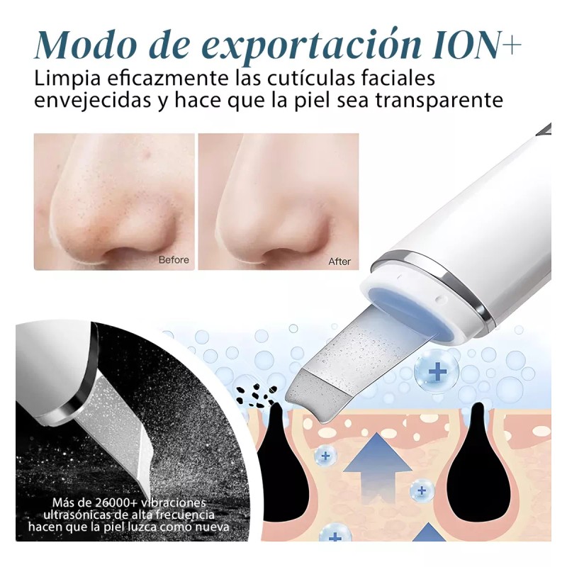 Ezzyso Limpiador Ultrasónico Scrubber Facial Skin Peeling Portatil