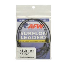 American Fishing Wire Surflon Leaders, Black Color, 45 Pound Test, 18 -Inches, 3-Pack