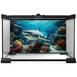 Riivvdise Aquarium Background Marine Life Fish Shark Terrarium Backdrop Underwater World Coral Reef Rock Fish Tank Background Deep Sea Aquarium Wallpaper Poster Decor Vinyl 36x18in