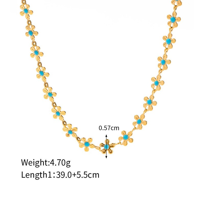 Boho Flower Choker Necklace for Women Dainty Minimalist Stainless Steel