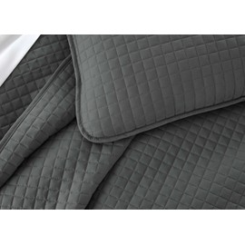 Southshore Fine Linens - Vilano Springs Oversized 3 Piece Quilt Set, Full/Queen, Slate