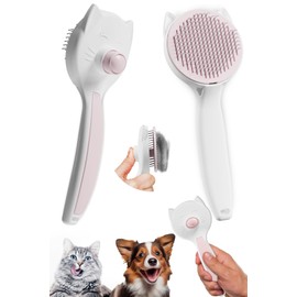 ATA HOME Kedi Köpek Otomatik Temizlenen Tuşlu Tüy Toplayıcı Tarak Basmalı Kedi Köpek Fırçası Evcil Pet Hayvan Tüy Kıl Toplama Fırçası