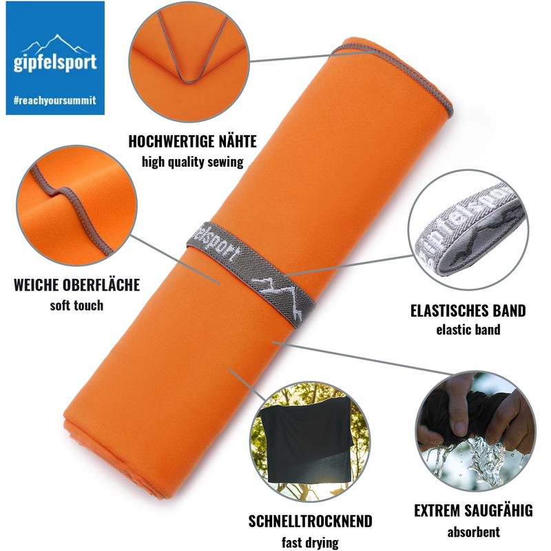 gipfelsport Microfibre Towel | 13 - Orange | S(80x40cm)
