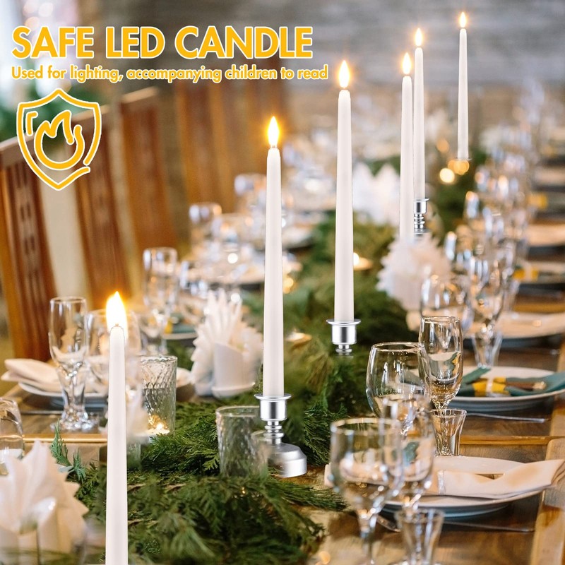 Fumete 24 Pack Flameless Taper Candles with Remote Control and