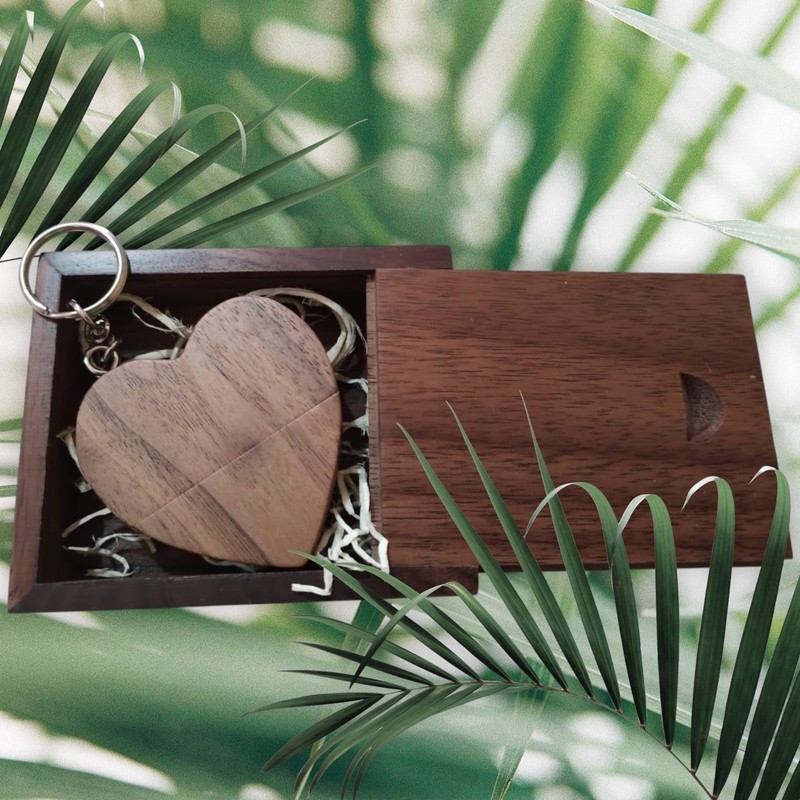 Genérico Unidad Flash USB de corazón de Madera de 64GB