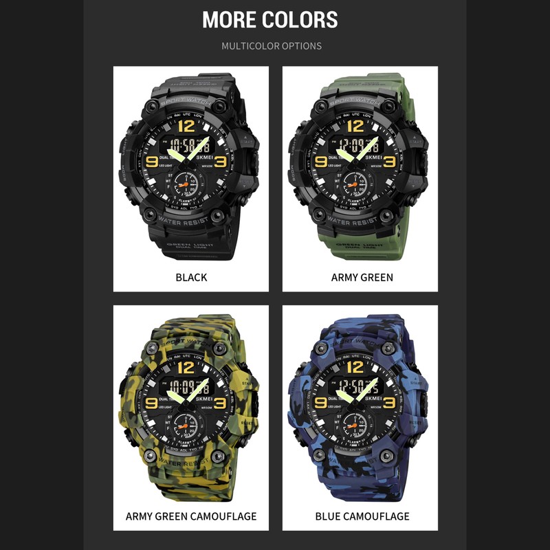 SKMEI 1965 Men Watch Professional 30M Water Resistant Double Display