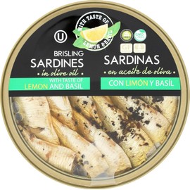 Grilled Catch Wild-Caught Baltic Brisling Sardines in Olive Oil with Lemon & Basil 5.6 oz (pack of 10) GMO & Gluten Free, Hand Packed, BPA-Free Pull-Top Can – Natural Omega-3, High Protein