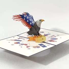 PinesFamily C17-3D Pop up American Eagle Independence Day Greeting Card