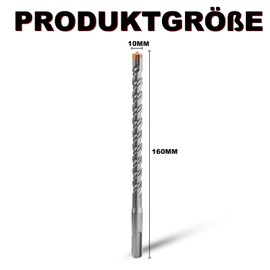 METOTY SDS Plus Drill Bit 10 mm x 160 mm, with 4 Carbide Cutting Edges, Head with Coating, Masonry Drill, Hammer Drill, Concrete Drill, for Stone, Concrete, Natural Stone, Brick Wall