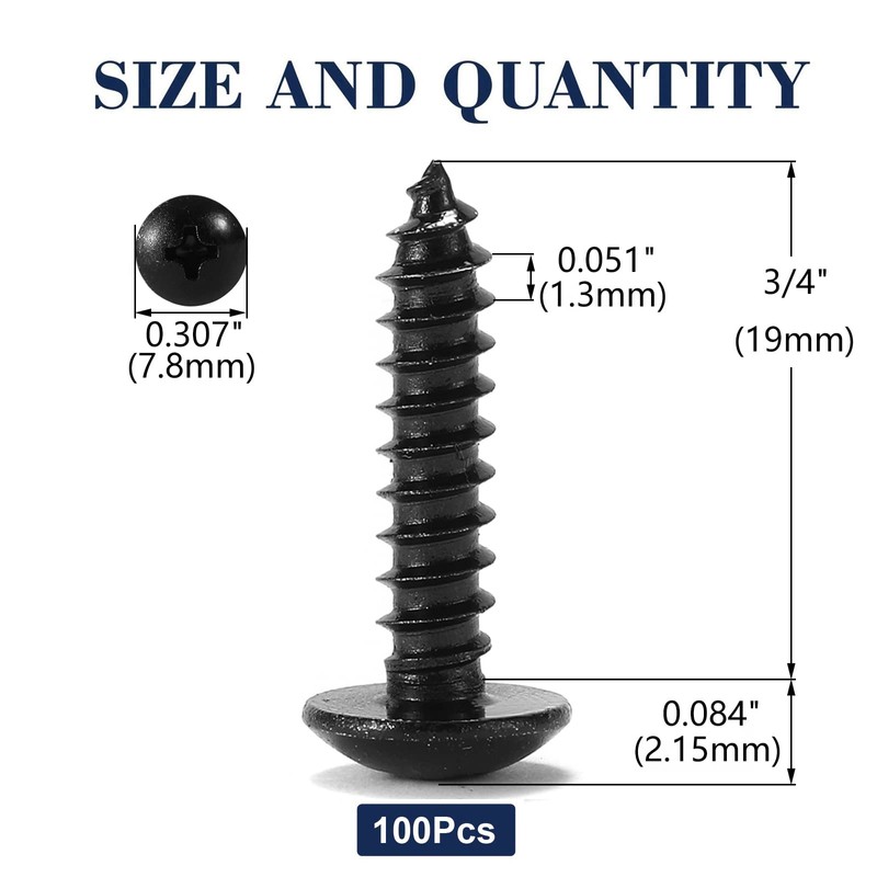 #6 x 3/4" Wood Screw 100Pcs Truss Head Phillips 18-8