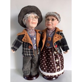 Jmisa 16" Pair of Grandpa & Grandma Lovely Porcelain Doll
