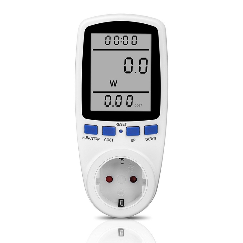 Digital LCD Display Energy Cost Meter Plug Power Consumption Monitor