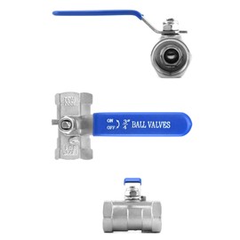 QWORK 3/4" NPT Female Stainless Steel Ball Valve, 4 Pack Standard Port for Water, Oil, and Gas, Vinyl Handle Manual Control