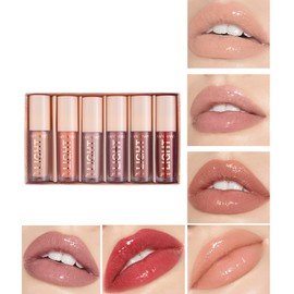 6 x lip gloss, shimmer and shine, lip gloss for fuller-looking lips, moisturising, for naturally shiny lips, lifter gloss, moisturising lip gloss with boosting effect (02)
